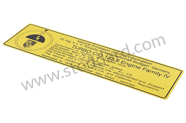 93000650300 - Ignition Timing And Emissions Decal Sticker 930 1975-77 for Porsche 