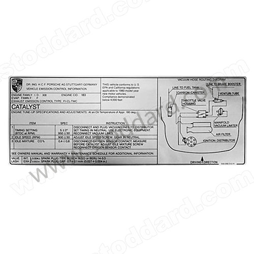 93000651314 - Catalytic Converter Decal, 911 1980-86 for Porsche 