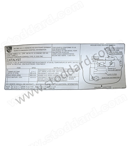 93000651318 - Engine Specifications Decal For 911 81-83 for Porsche 