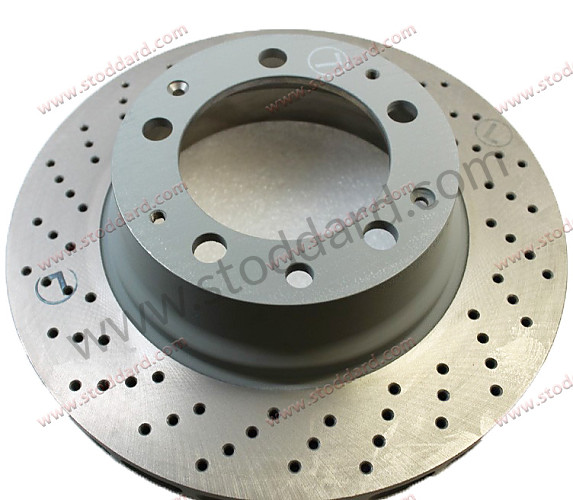 93035204501 - Rear Brake Disc Rotor, Left, Vented And Cross-Drilled. 911 930 Turbo for Porsche 