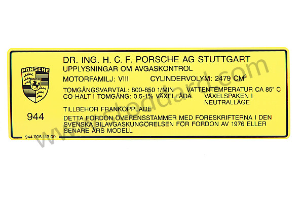 94400611300 - STICKER for Porsche 