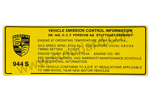 94400611711 - INDICATION STICKER for Porsche 