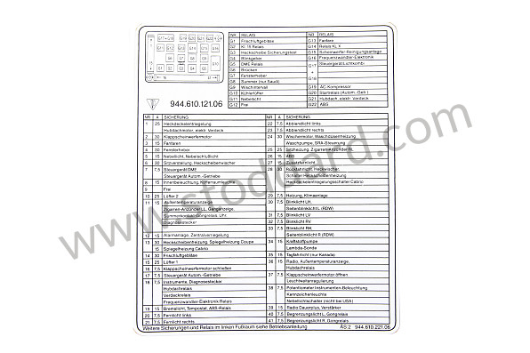 94461022106 - INDICATION STICKER for Porsche 