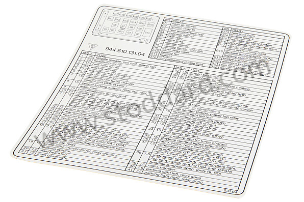 94461023104 - INDICATION STICKER for Porsche 