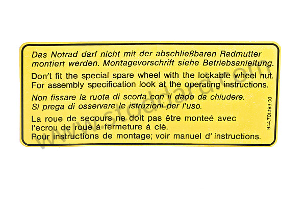 94470119300 - STICKER for Porsche 