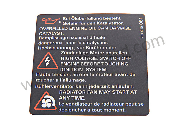 95570115000 - WARNING STICKER for Porsche 