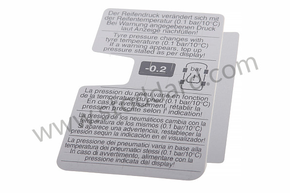 95570129100 - INDICATION STICKER for Porsche 