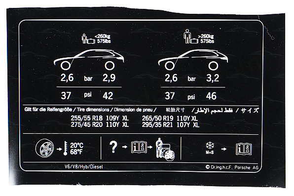 95870129700 - STICKER for Porsche 