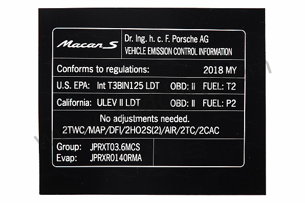 95B010005AB - DECAL LABEL for Porsche 