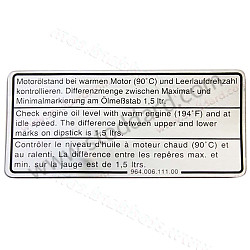 Engine Oil Label Decal Sticker 911 89-98  (96400611100)