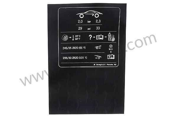 98170128636 - STICKER TYRE PRESSURE for Porsche 