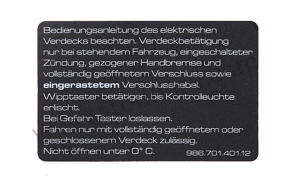98670140112 - STICKER for Porsche 