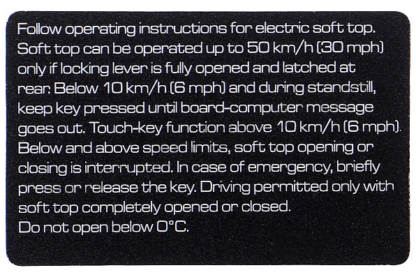 98770140107 - INDICATION STICKER for Porsche 