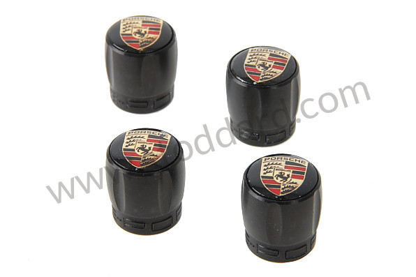 99104460267 - CAP VALVE CAP BLACK CREST COLOURED SET for Porsche 