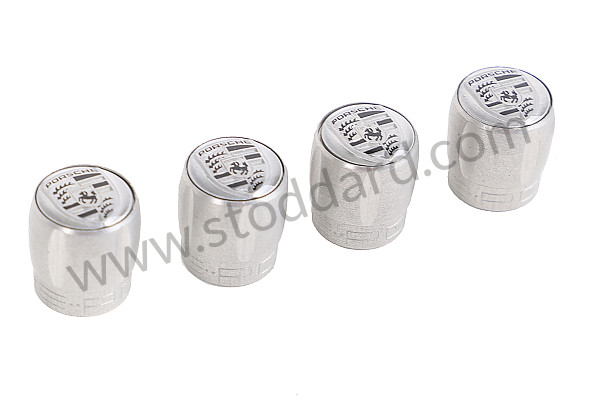 99104460268 - CAP VALVE CAP SILVER CREST BLACK-WHITE SET for Porsche 