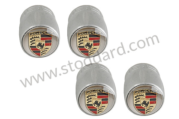 99104460269 - CAP VALVE CAP SILVER CREST COLOURED SET for Porsche 