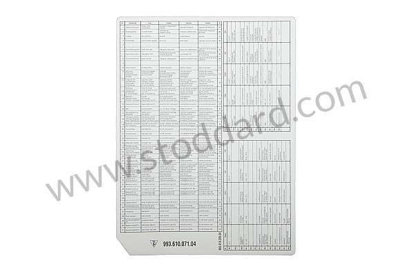 99361020904 - INDICATION STICKER for Porsche 