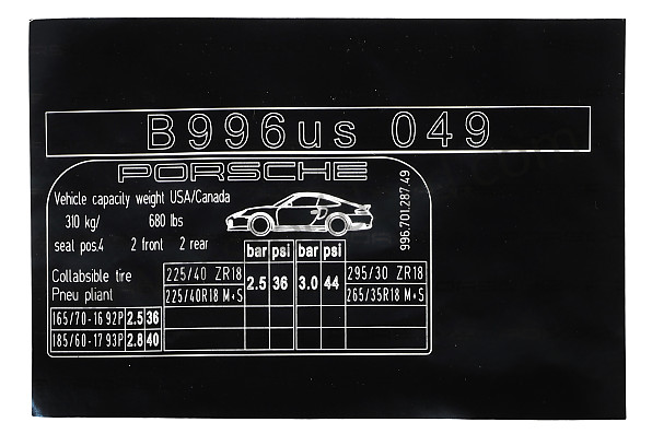 99670128749 - STICKER for Porsche 