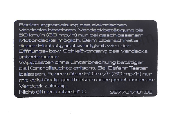 99770140106 - INDICATION STICKER for Porsche 