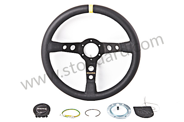 99A000112042 - BLACK LEATHER THREE-SPOKE STEERING WHEEL for Porsche 944 82-85 &bull; 1982 &bull; 944 2.5 &bull; Coupe &bull; Manual Gearbox, 5 Speed