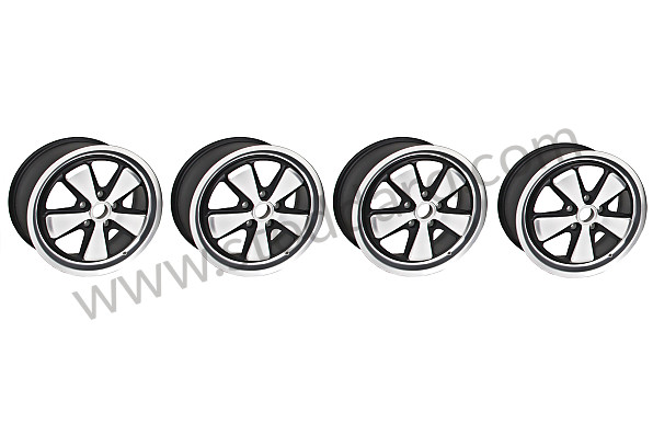 99A000198445 - FUCHS WHEELS, 18 INCH, SET OF 4 WHEELS 8 AND 10 INCH (POLISHED AND BLACK FINISH) for Porsche 