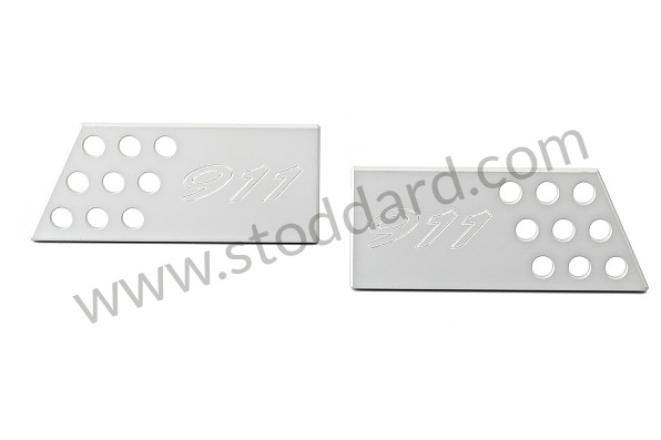 99A000222462 - PAIR OF PERFORATED ALUMINIUM INTERIOR DOOR HANDLES WITH LOGO for Porsche 911 74-77 + 912E &bull; 1974 &bull; 2.7 &bull; Coupe &bull; Automatic Gearbox