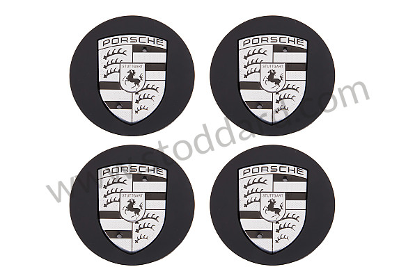 99A000258601 - WHEEL EMBLEM KIT FOR ORIGINAL FUCHS RIM 17 - 18 -19 INCH, BLACK for Porsche 