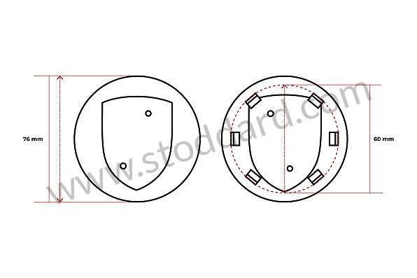 99A000258601 - WHEEL EMBLEM KIT FOR ORIGINAL FUCHS RIM 17 - 18 -19 INCH, BLACK for Porsche 