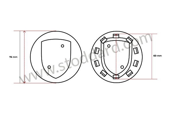 99A000258602 - WHEEL EMBLEM KIT FOR ORIGINAL FUCHS RIM 17 - 18 -19 INCH, SILVER for Porsche 