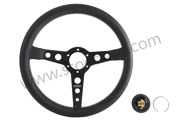99A000405165 - BLACK LEATHER MOMO PROTOTIPO THREE-SPOKE STEERING WHEEL for Porsche 