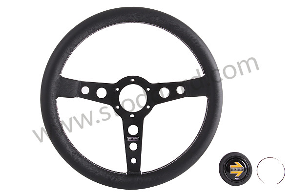 99A000405165 - BLACK LEATHER MOMO PROTOTIPO THREE-SPOKE STEERING WHEEL for Porsche 944 82-85 &bull; 1982 &bull; 944 2.5 &bull; Coupe &bull; Manual Gearbox, 5 Speed