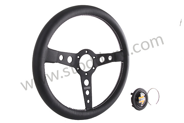 99A000405165 - BLACK LEATHER MOMO PROTOTIPO THREE-SPOKE STEERING WHEEL for Porsche 944 82-85 &bull; 1982 &bull; 944 2.5 &bull; Coupe &bull; Manual Gearbox, 5 Speed