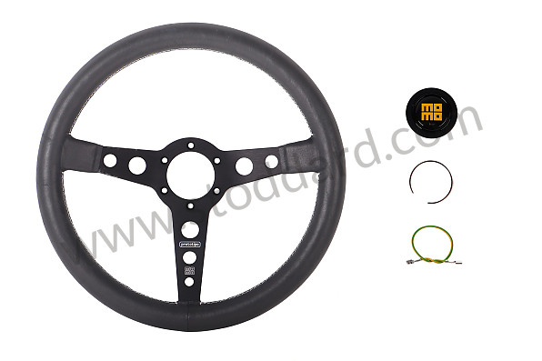 99A000555975 - STEERING WHEEL MOMO PROTOTIPO HERITAGE 3 SPOKES BRANCHES, BLACK WITH BLACK LEATHER for Porsche 