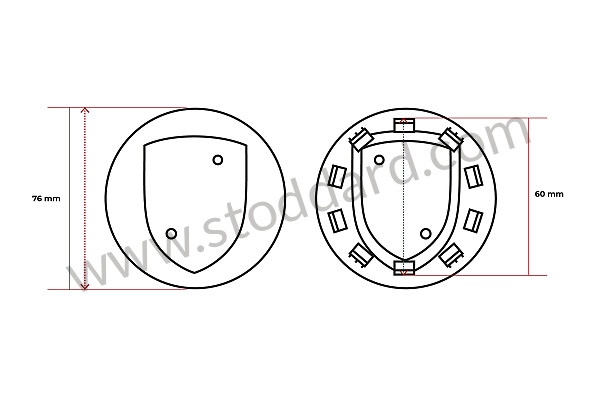 99A000555985 - WHEEL EMBLEM KIT FOR ORIGINAL FUCHS RIM 17 - 18 -19 INCH, BLACK AND COLOUR LOGO for Porsche 