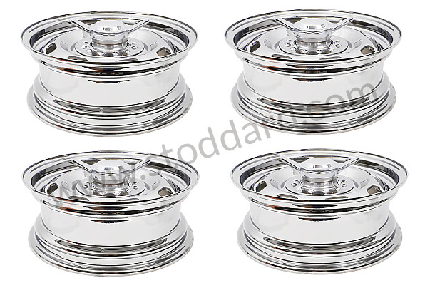 99A000556003 - RUDGE TYPE WHEEL KIT WITH CENTRAL NUT (FOUR 15 X 5.5 WHEELS + ADAPTERS) for Porsche 