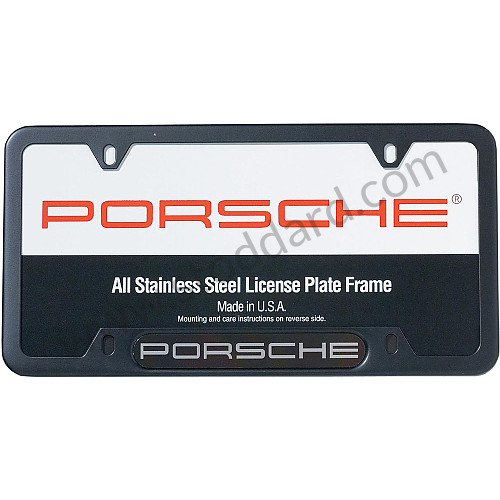 99A000575924 - PORSCHE&reg; BLACK STAINLESS LICENSE PLATE FRAME for Porsche 
