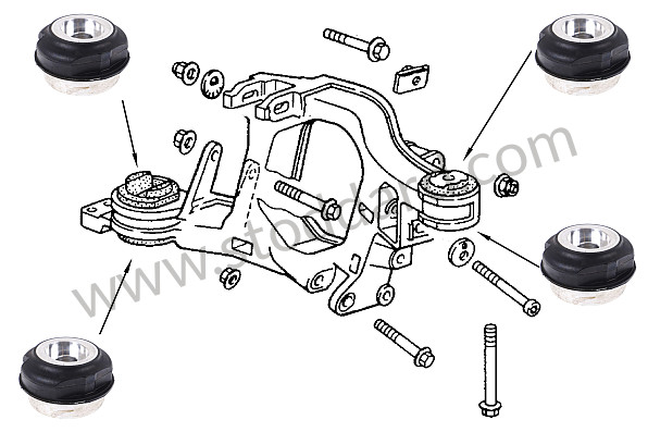 99A000596297 - RESILIENT MOUNT KIT FOR REAR SUSPENSION HOLDER for Porsche 993 &bull; 1994 &bull; 993 Carrera 2 &bull; Cabrio &bull; Automatic Gearbox