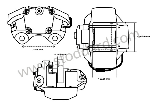 99A000614146 - FIXED CALLIPER for Porsche 911 70-73 &bull; 1970 &bull; 2.2E &bull; Targa &bull; Automatic Gearbox