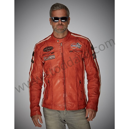 99A001001327 - GULF ORANGE LEATHER RACING JACKET for Porsche 
