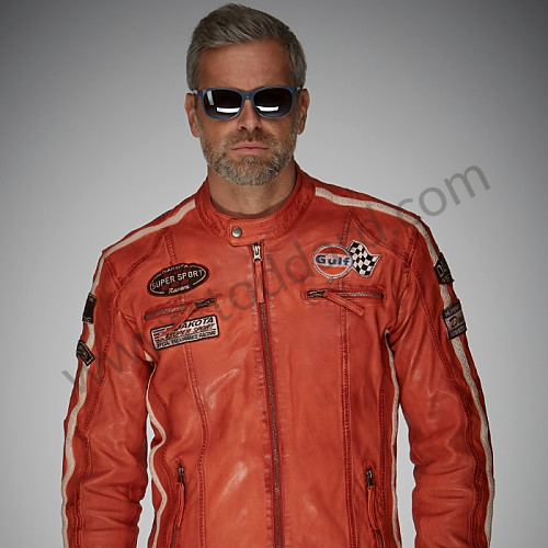 99A001001327 - GULF ORANGE LEATHER RACING JACKET for Porsche 