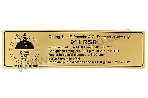 99A001005329 - IGNITION POINT LABEL RSR for Porsche 911 3,0 Rs &bull; 1974