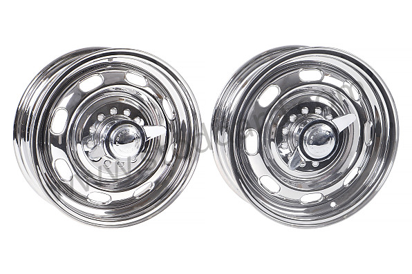 99A001008328 - RUDGE TYPE WHEEL KIT WITH CENTRAL NUT (FOUR 15 X 4.5 WHEELS + ADAPTERS) for Porsche 356A &bull; 1955 &bull; 1300 (506/2) &bull; Cabrio A T1 &bull; Manual Gearbox, 4 Speed