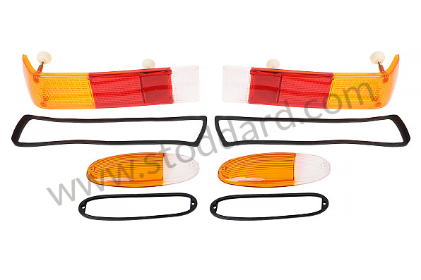 99A001024504 - FRONT + REAR INDICATOR GLASS KIT WITH GASKET 914 for Porsche 914 &bull; 1970 &bull; 914/6 &bull; Manual Gearbox, 5 Speed