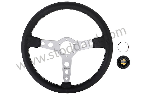 99A001024514 - BLACK LEATHER MOMO PROTOTIPO THREE-SPOKE STEERING WHEEL for Porsche 924 80-85 &bull; 1980 &bull; 924 Turbo &bull; Coupe &bull; Manual Gearbox, 5 Speed
