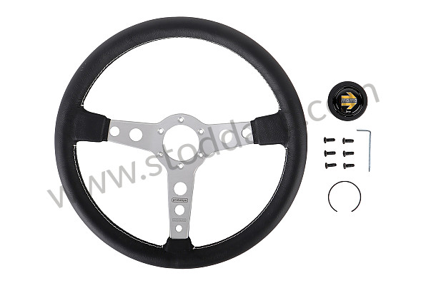 99A001024514 - BLACK LEATHER MOMO PROTOTIPO THREE-SPOKE STEERING WHEEL for Porsche 