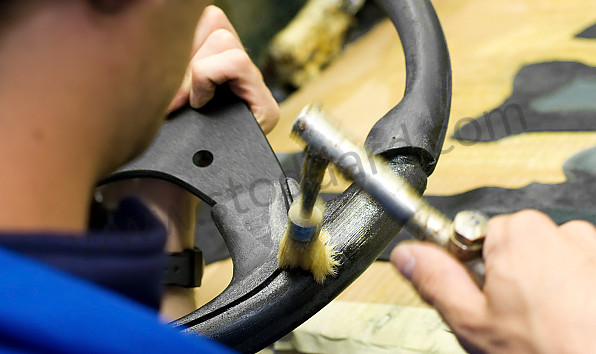 99A001024514 - BLACK LEATHER MOMO PROTOTIPO THREE-SPOKE STEERING WHEEL for Porsche 