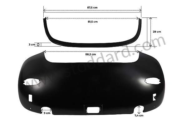 99A001064725 - REAR PART CENTRAL BODYWORK 356 BT6 AND C COUPE WITH 20 MM LESS AT THE TOP for Porsche 356C &bull; 1963 &bull; 2000 Carrera Gs (587/1) &bull; Coupe C &bull; Manual Gearbox, 4 Speed