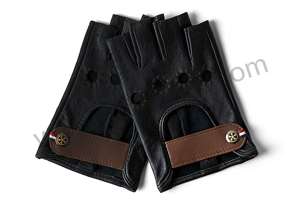 99A001069353 - BLACK LEATHER DRIVING FINGERLESS GLOVES - NIGHT DRIVER for Porsche 