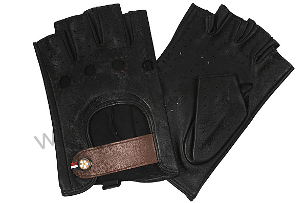 99A001069353 - BLACK LEATHER DRIVING FINGERLESS GLOVES - NIGHT DRIVER for Porsche 