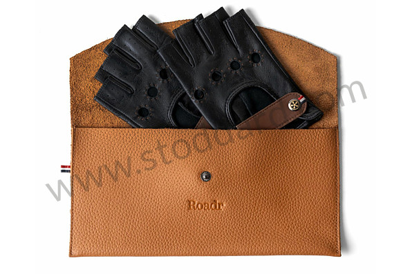 99A001069354 - BLACK LEATHER DRIVING FINGERLESS GLOVES - NIGHT DRIVER for Porsche 
